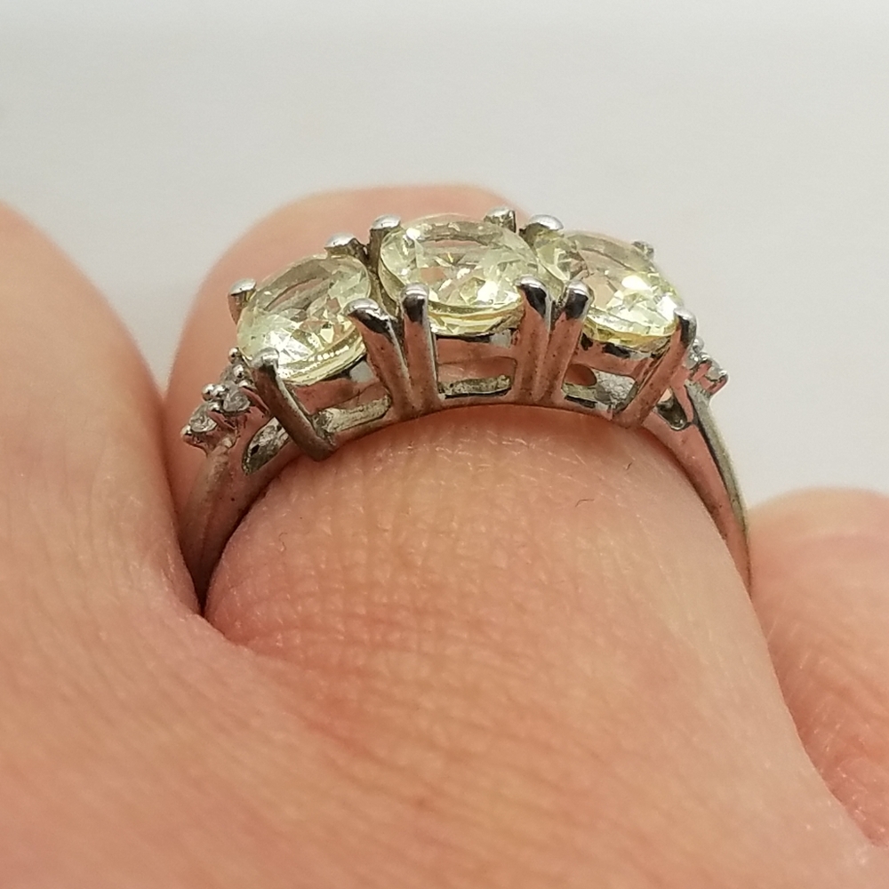 925 Silver Citron Feldspar and White Zircon